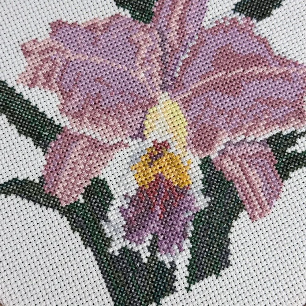 Handmade Cross-Stitch 7” Hoop: Modern Iris